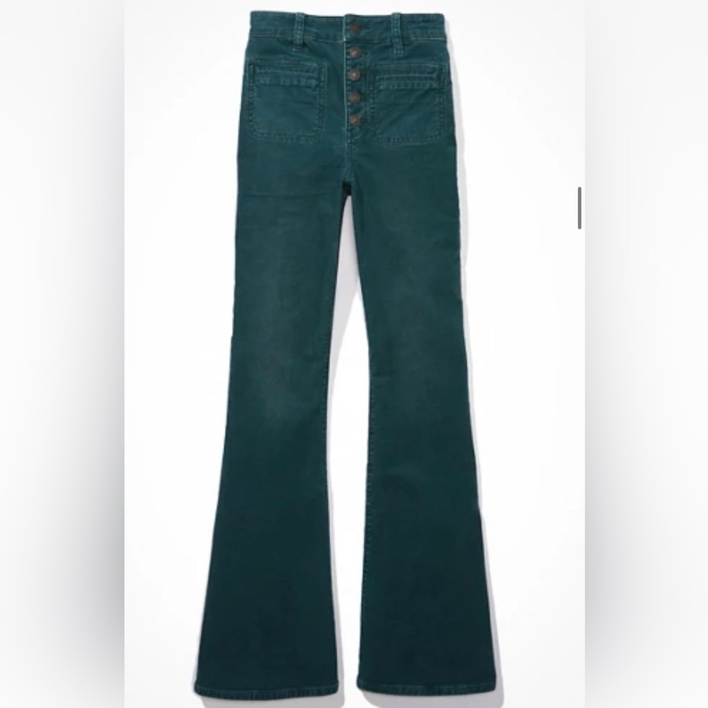 American Eagle Outfitters Emerald Super Hi-Rise Flare Pants